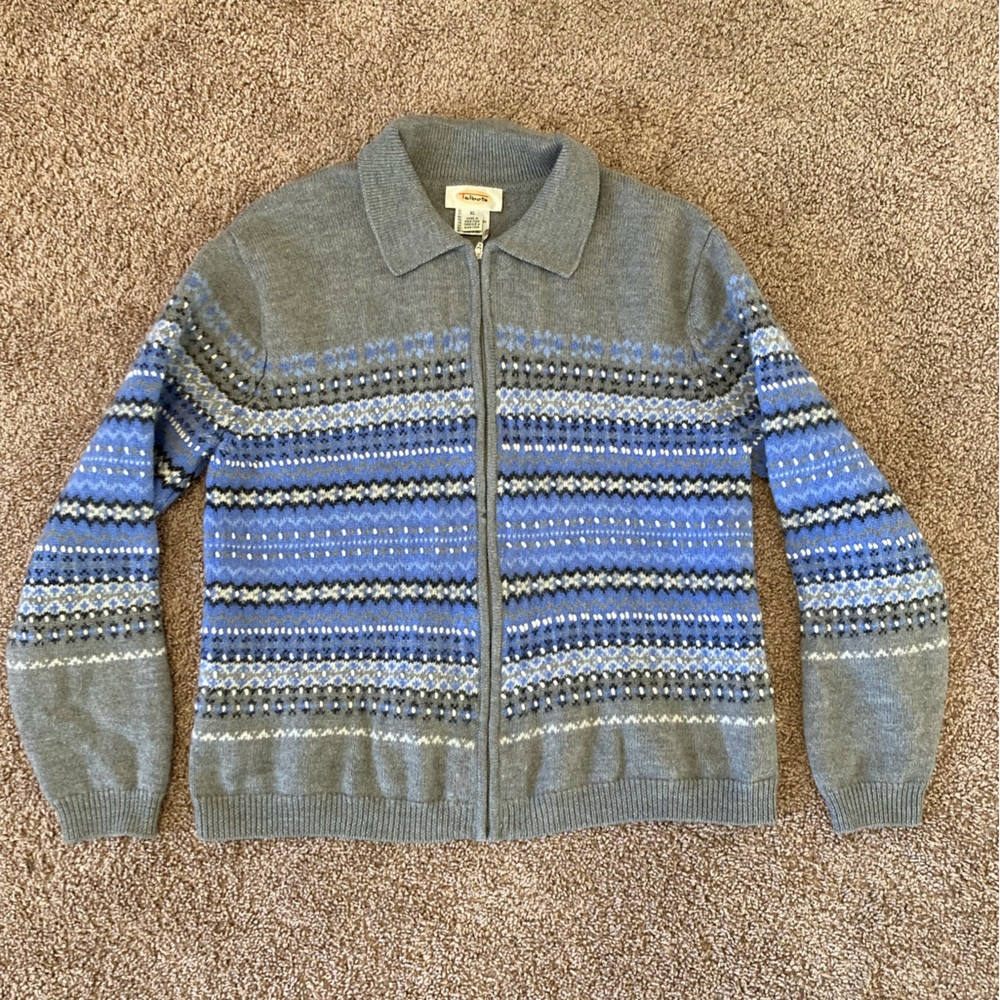 Talbots Zip-Up wool sweater